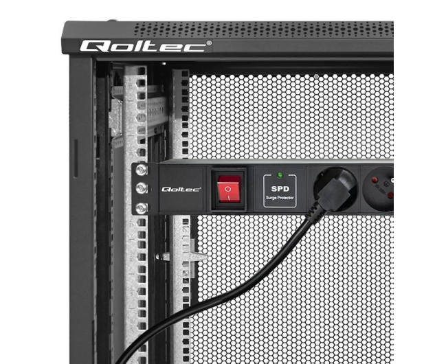 Qoltec Aluminiowa Listwa zasilająca RACK PDU 19'' 1U 16A 6xFR - 1257491 - zdjęcie 2